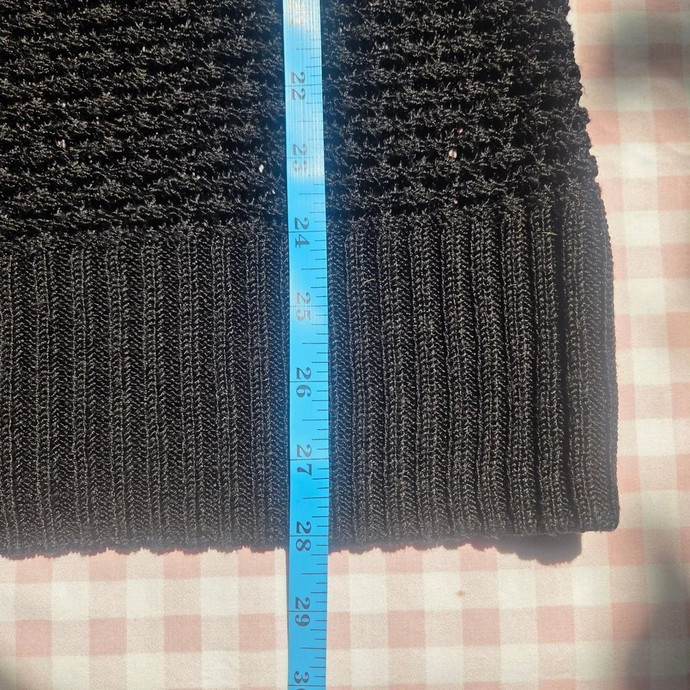 Calvin Klein Black Open Knit Linen Blend Sweater Boat Neck Medium Whimsigoth